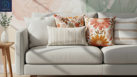 Goedkope sierkussens met diverse texturen in een fauteuil