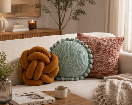Sierkussens op een moderne bank voor een gezellig interieur