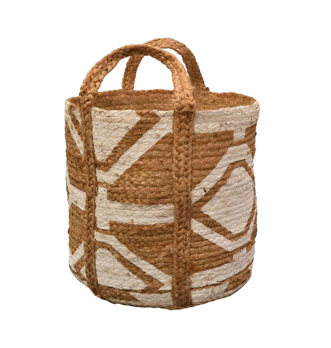 Gevlochten mand met handvatten en printdetail – Urbane Hide Urbane Hide