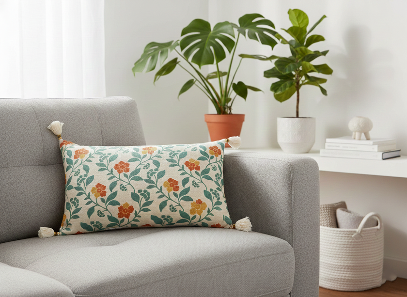 Kussen embroidery rechthoek met kwastjes - Urbane Hide Urbane Hide