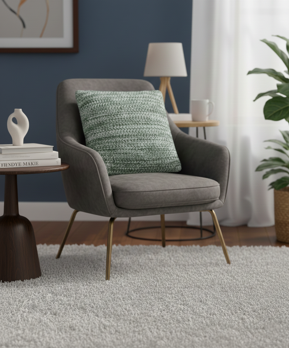 Grof Gebreid Groengrijs Sierkussen met Textuur – Urbane Hide