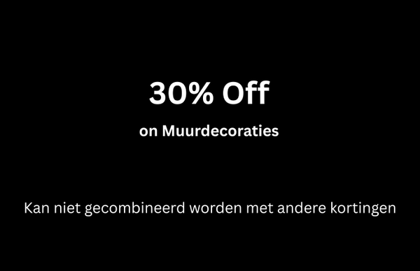 Black banner: 30% off wall decor, bold white text, not combinable with other offers