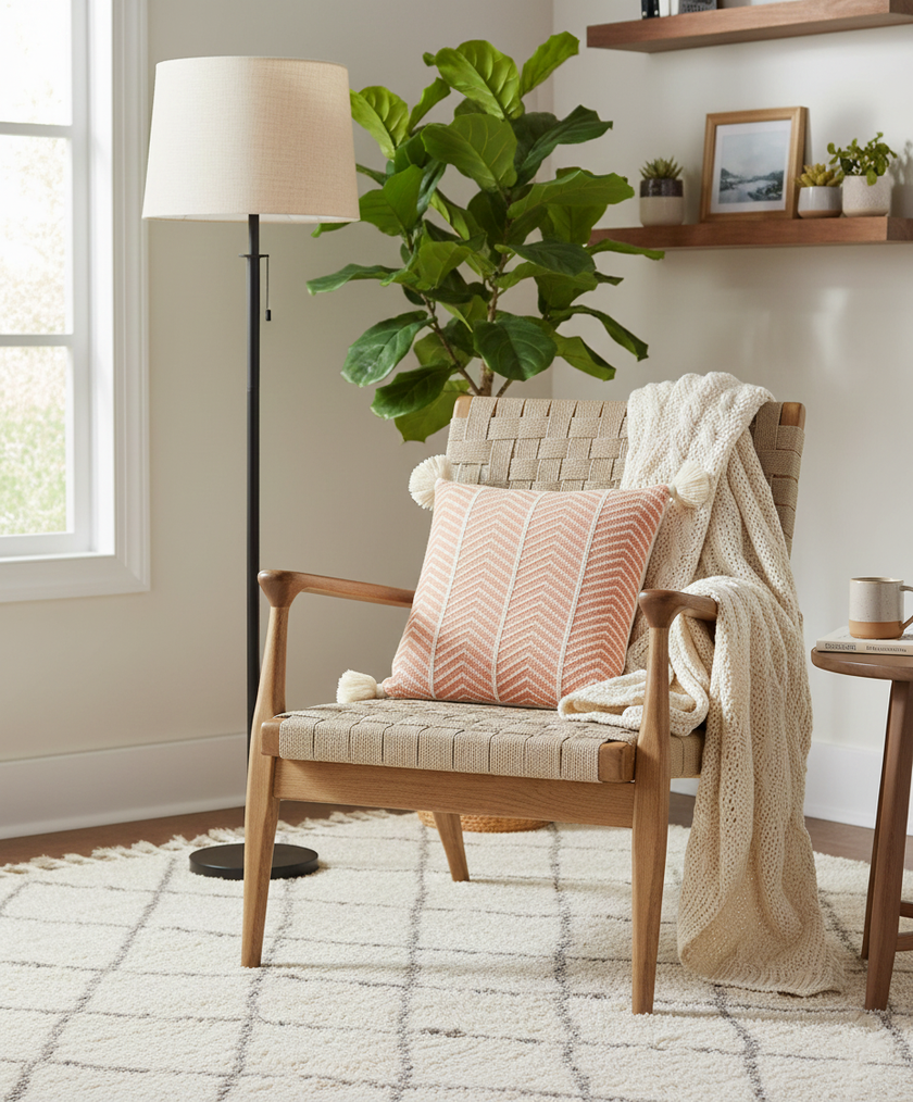 Terracotta Sierkussen met Chevron en Kwastjes – Urbane Hide Urbane Hide