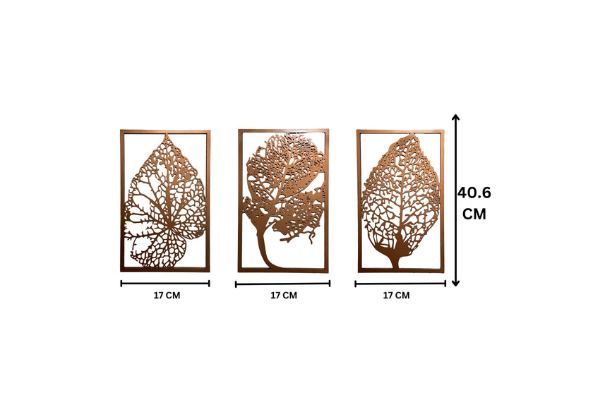 Koperen Blad Muurdecoratie Set van 3 | Urbane Hide Urbane Hide