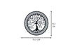 Rond zwart metalen muurdecoratie met Lebensboom, diameter 76.2 cm, met Griekse rand, perfect voor moderne interieurs.