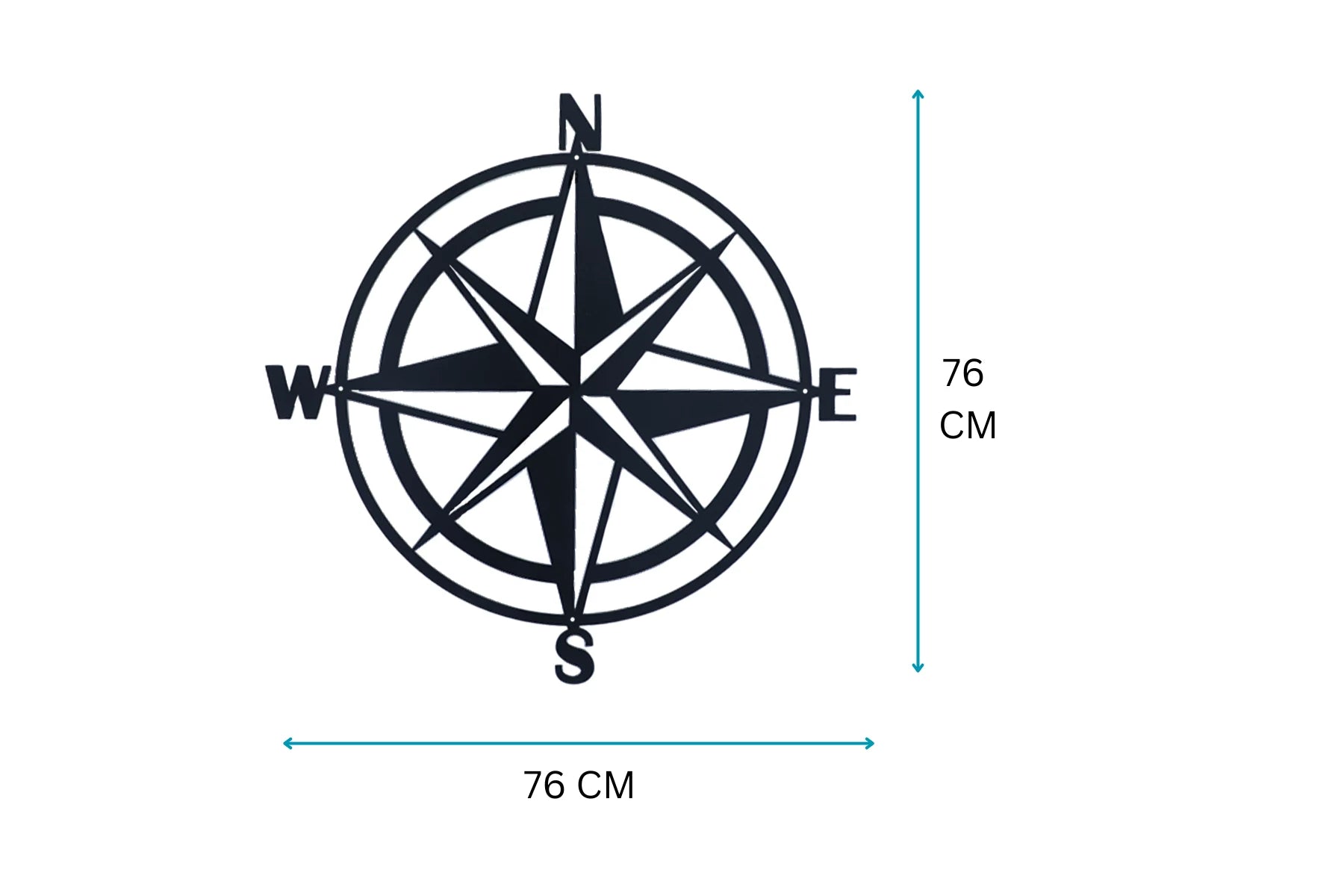 Metalen Kompas Muurdecoratie Zwart Rond | Urbane Hide Urbane Hide