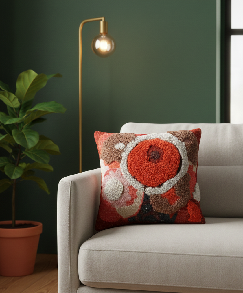 Sierkussen met kleurrijke bloemen in relief – Urbane Hide Urbane Hide