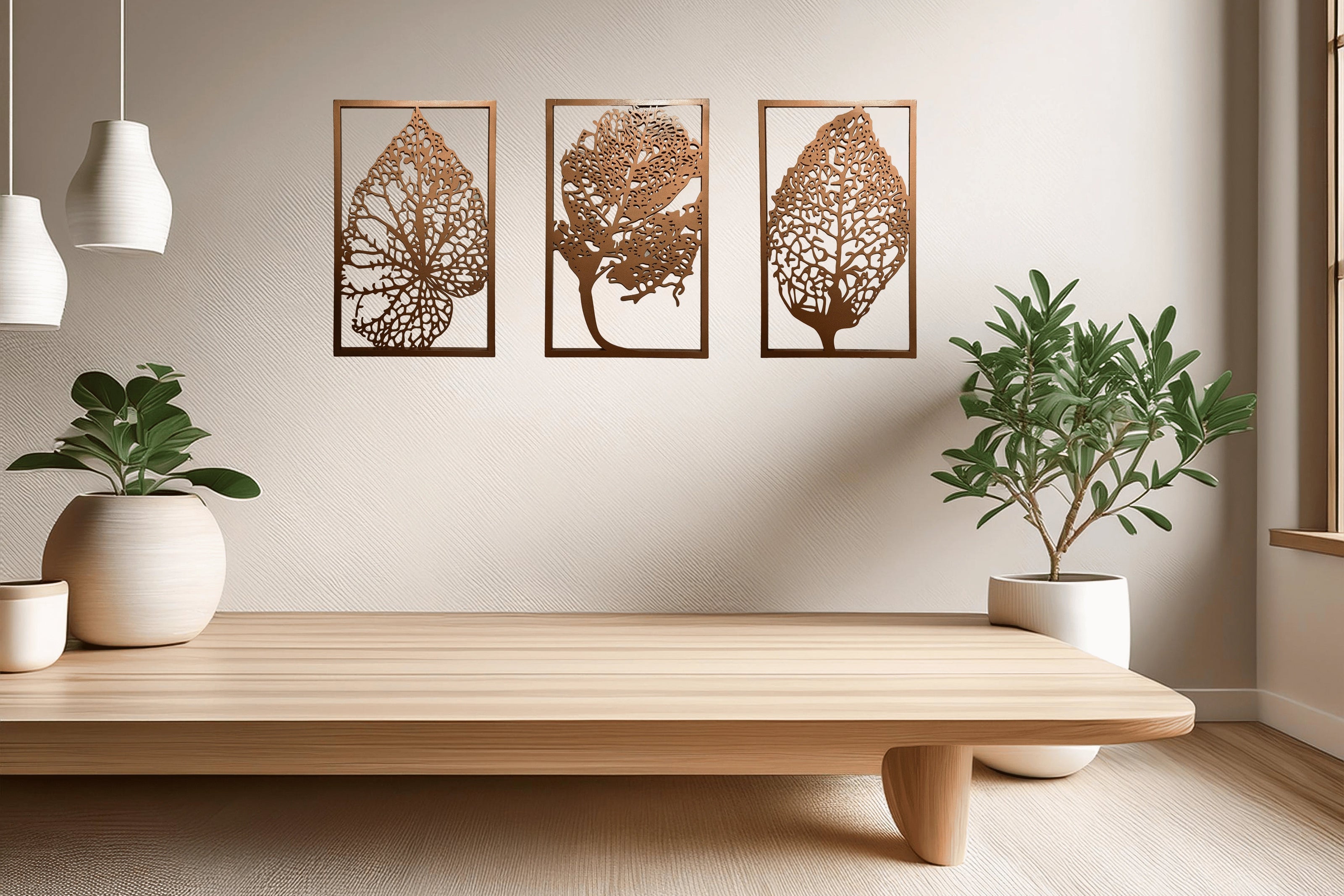 Koperen Blad Muurdecoratie Set van 3 | Urbane Hide Urbane Hide