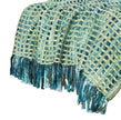 Gehaakte Woondeken Groen Blauw met Franje | Urbane Hide Urbane Hide