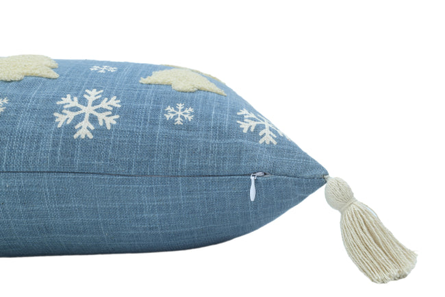 Kerst kussenhoes blauw met bomen en sneeuw - Urbane Hide 