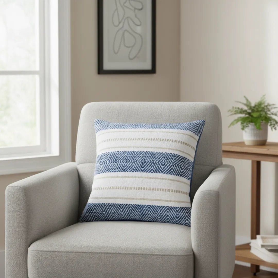 Kussenhoezen blauw wit boho patroon 45x45 cm - Urbane Hide 