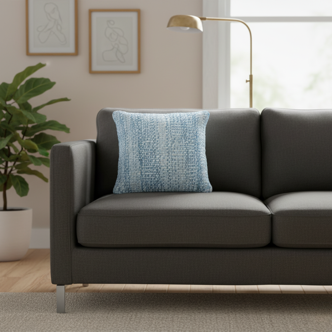 Kussen blauw wit geweven structuur modern stijl - Urbane Hide Urbane Hide