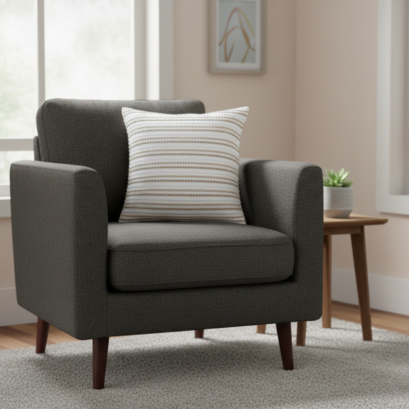 Kussenhoes beige gestreept katoen 45x45 – Urbane Hide Urbane Hide