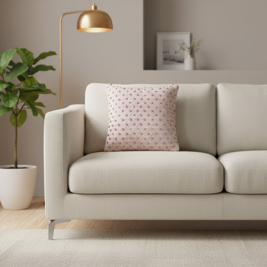 Wit sierkussen met geweven strepen 45x45 – Urbane Hide Urbane Hide