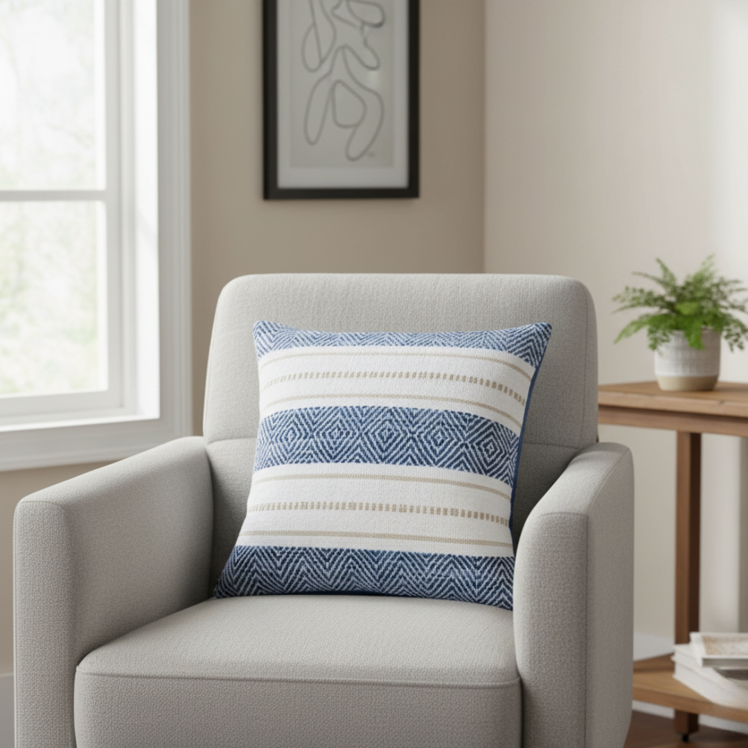 Kussenhoes blauw wit boho patroon 45x45 cm - Urbane Hide Urbane Hide