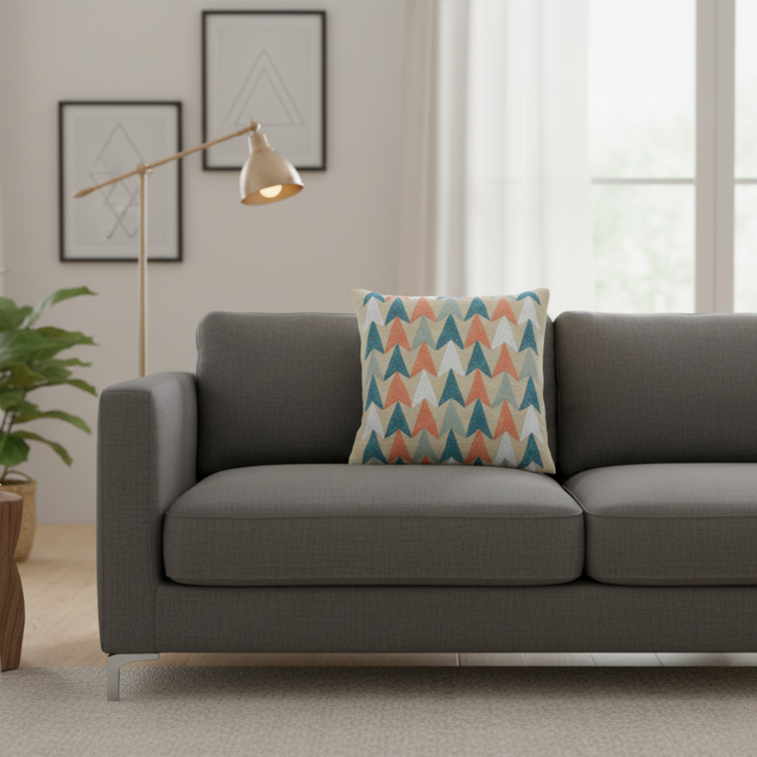 Kussen met gekleurde driehoek patroon retro stijl - Urbane Hide Urbane Hide