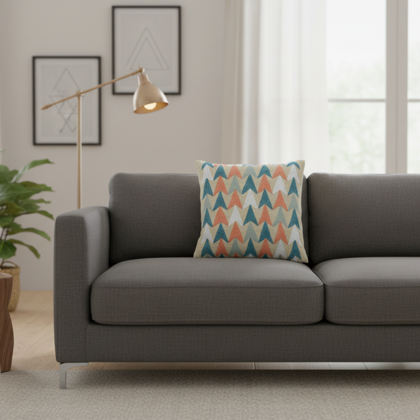 Kussen met gekleurde driehoek patroon retro stijl - Urbane Hide Urbane Hide