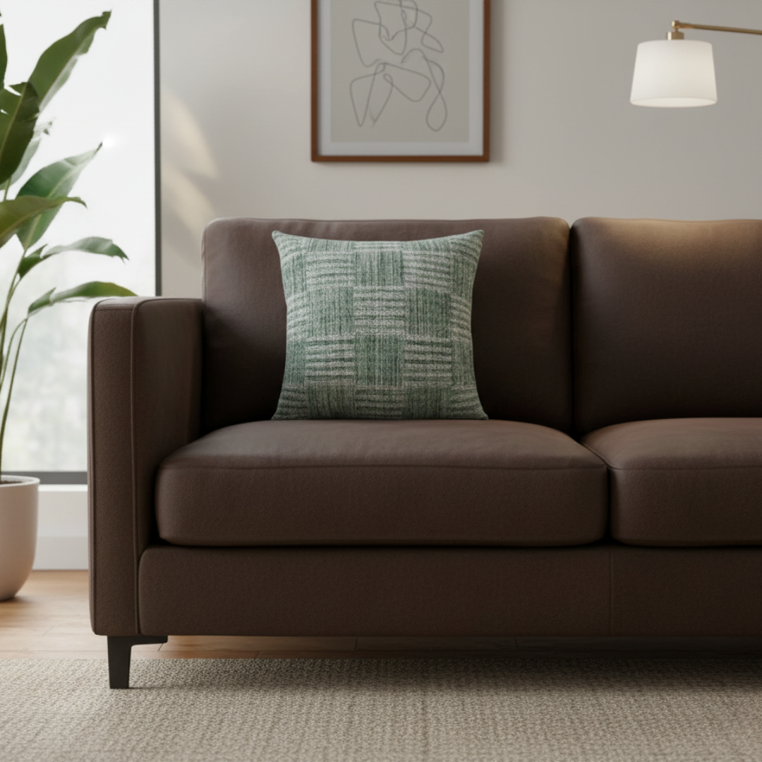 Sierkussen geweven ruitpatroon groen mix – Urbane Hide Urbane Hide