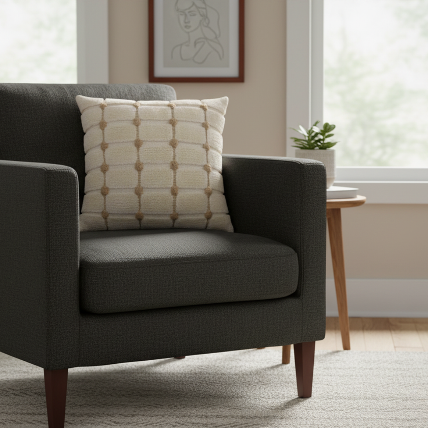 Sierkussen met geruit tuft patroon crème – Urbane Hide Urbane Hide