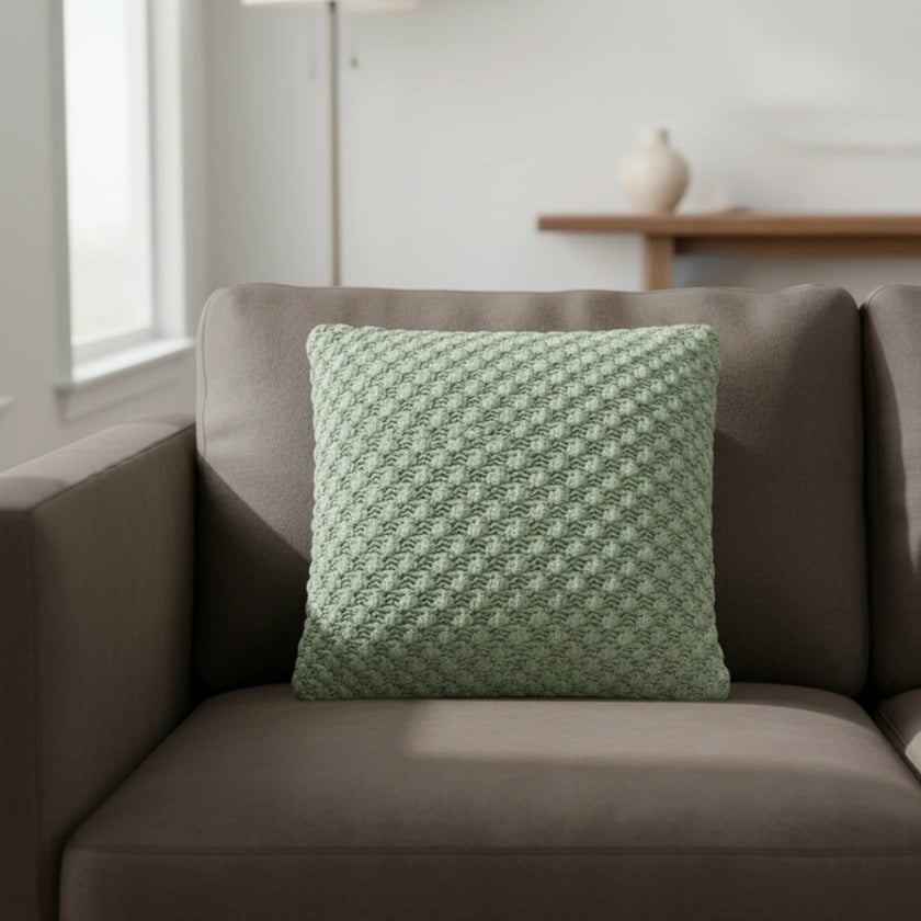 Mineraalblauw Gevlochten Sierkussen – Urbane Hide Luxe