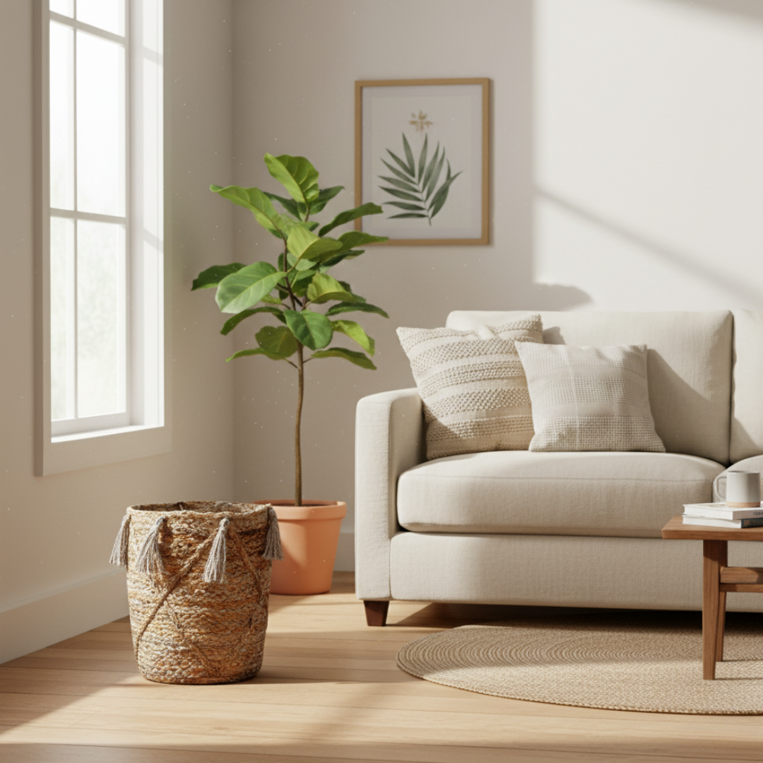 Gevlochten mand met franjes van jute – Urbane Hide Urbane Hide