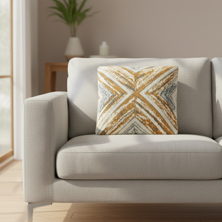 Geometrisch Okergrijs Sierkussen – Kussen Urbane Hide Urbane Hide