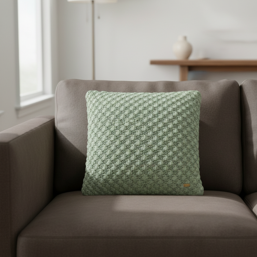 Mineraalblauw Gevlochten Sierkussen – Urbane Hide Luxe Urbane Hide