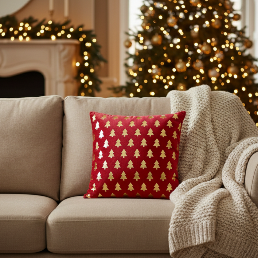 Kerst Kussenhoezen | 45x45 cm | Kussenhoes | Kussenhoesjes | Velvet | met rits | Rood Urbane Hide