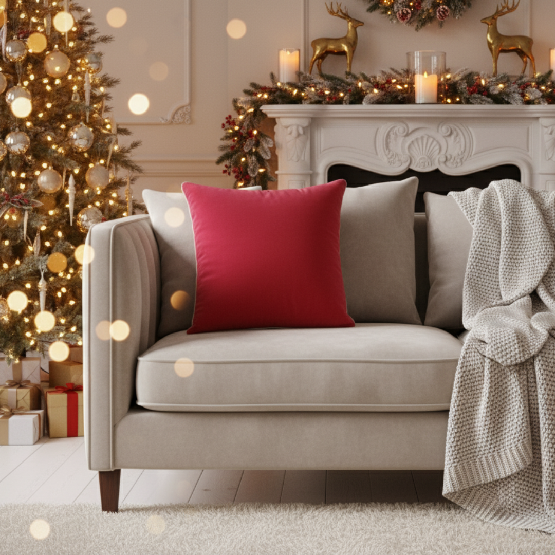 Kerst Kussenhoezen | 45x45 cm | Kussenhoes | Kussenhoesjes | Velvet | met rits | Rood Urbane Hide