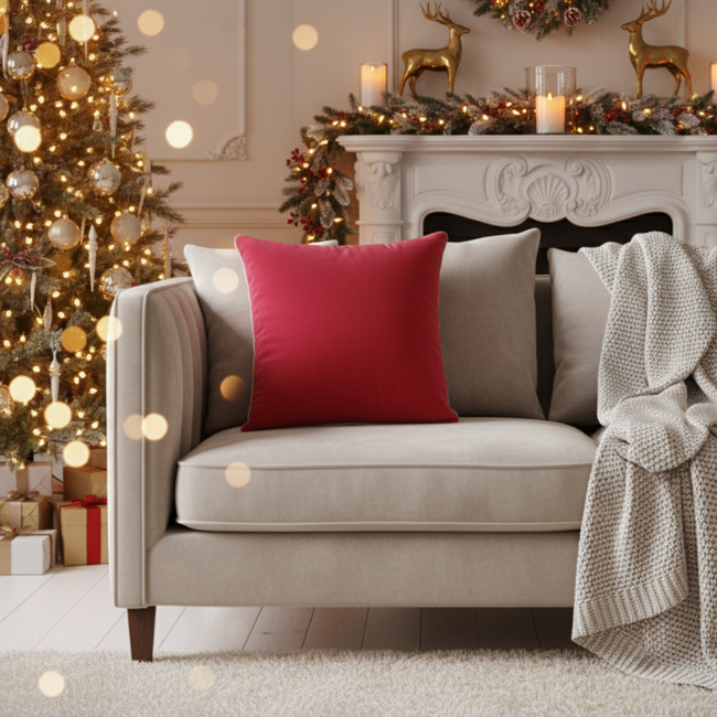 Kerst Kussenhoezen | 45x45 cm | Kussenhoes | Kussenhoesjes | Velvet | met rits | Rood Urbane Hide