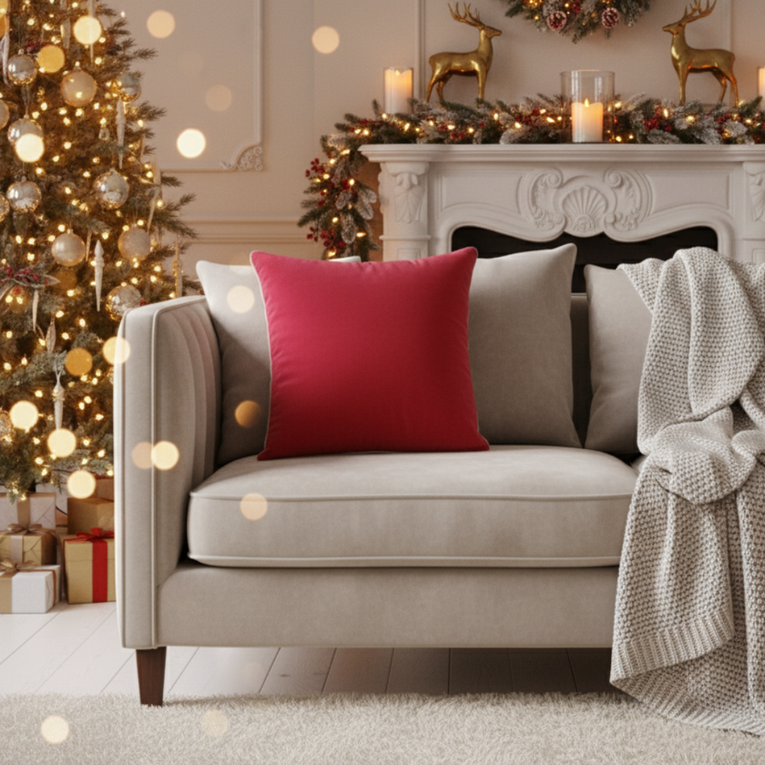 Kerst Kussenhoezen | 45x45 cm | Kussenhoes | Kussenhoesjes | Velvet | met rits | Rood Urbane Hide