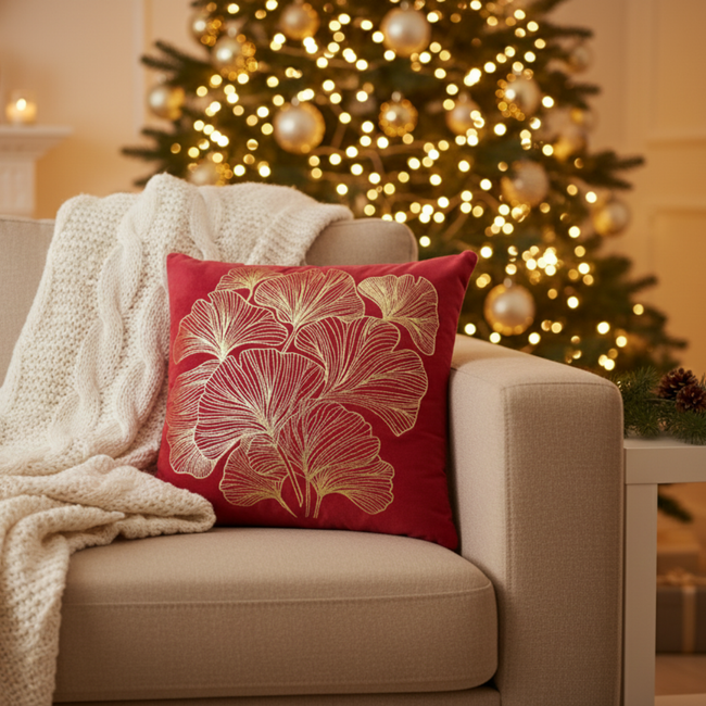 Kerst Kussenhoezen 45x45 cm | Kussenhoes | Kussenhoesjes | Velvet | met rits | Rood Urbane Hide