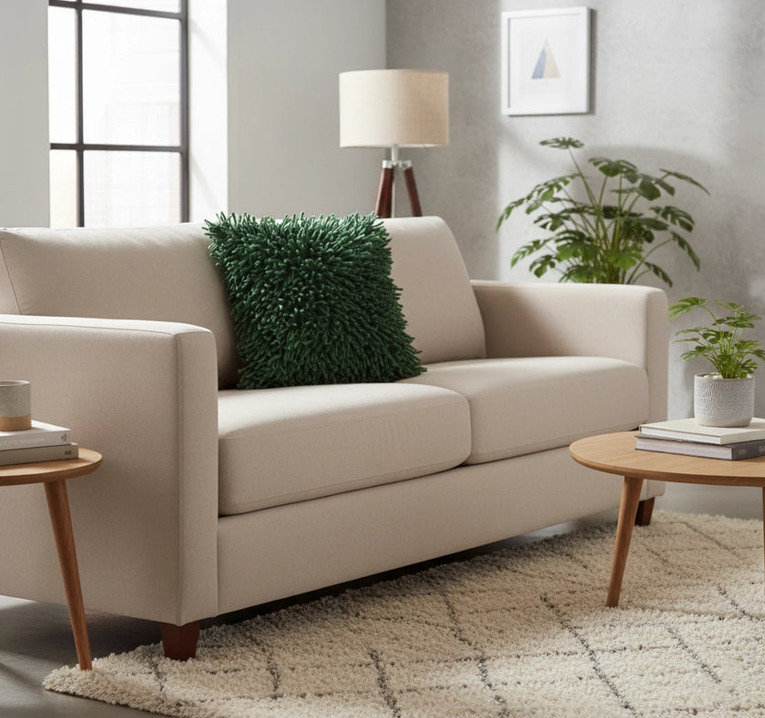 Groene kussenhoes shaggy stijl fluffy look - Urbane Hide Urbane Hide