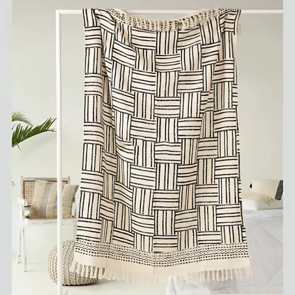 Zwart-Witte Deken met Grafisch Patroon | Urbane Hide Urbane Hide
