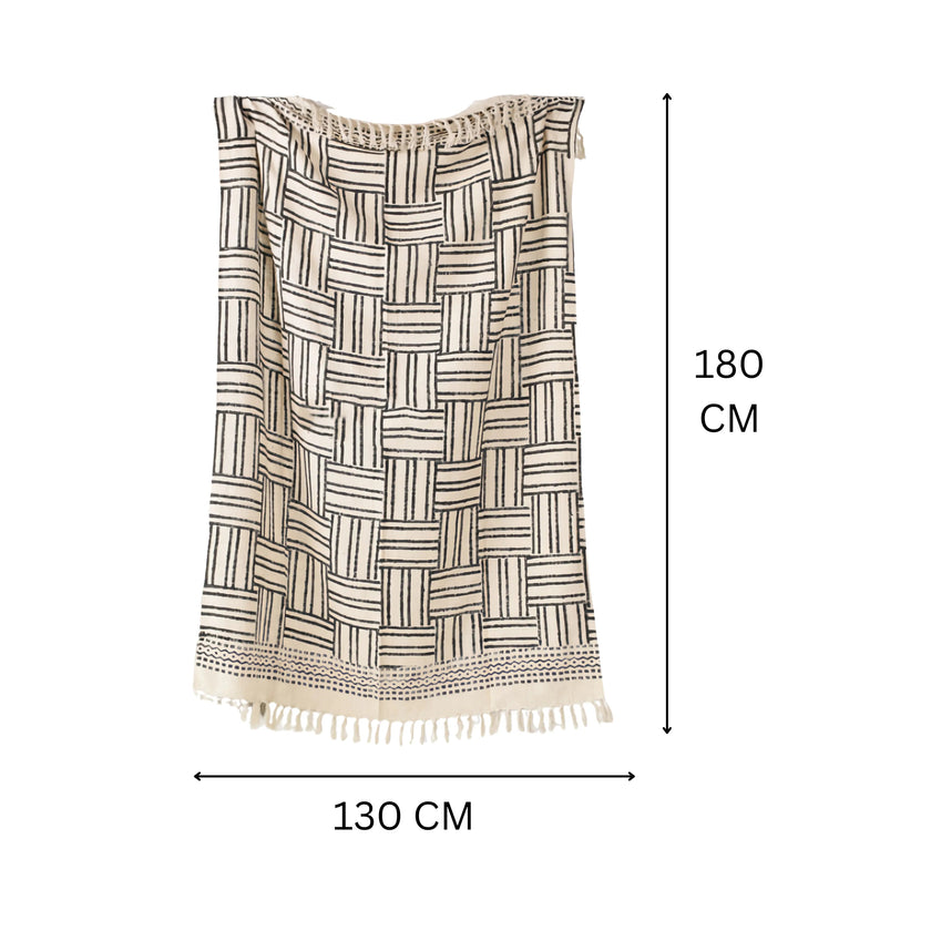 Zwart-Witte Deken met Grafisch Patroon | Urbane Hide Urbane Hide