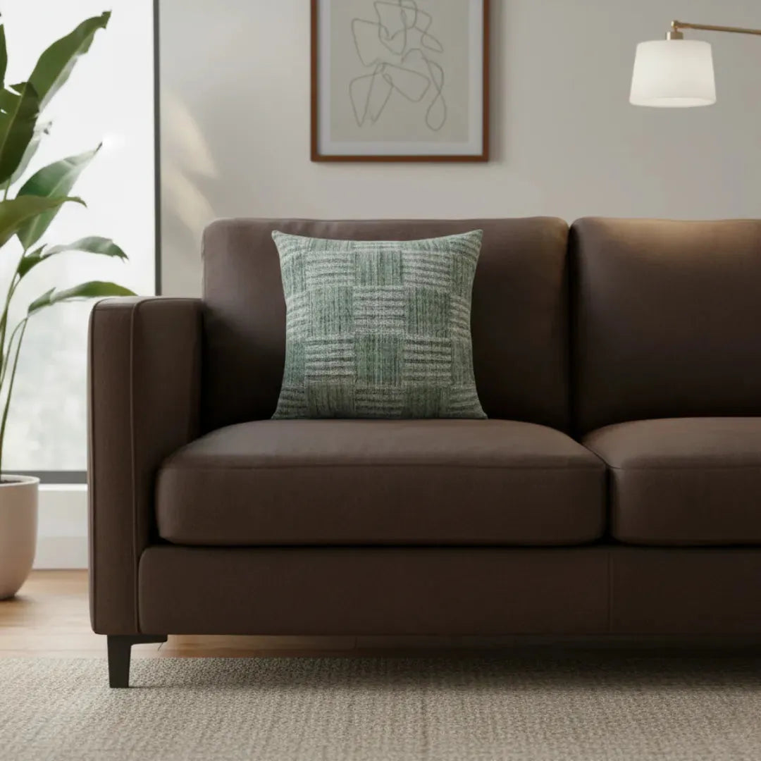 Sierkussen geweven ruitpatroon groen mix – Urbane Hide 