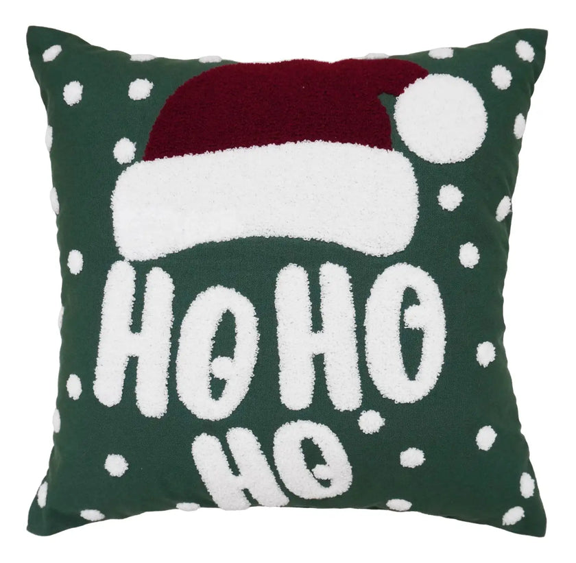 Kerstkussen met grappige 'Ho Ho Ho' tekst en kerstmuts – Urbane Hide Urbane Hide