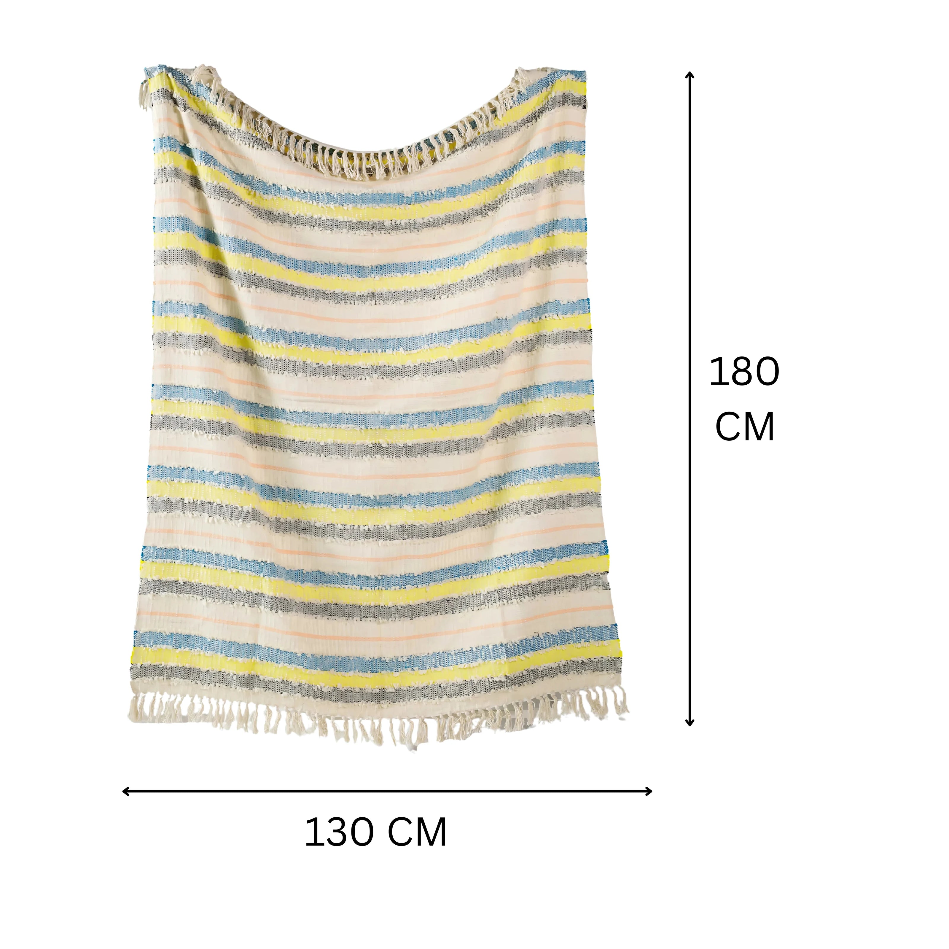 Kleurrijke gestreepte plaid met franjes katoen – Urbane Hide Urbane Hide