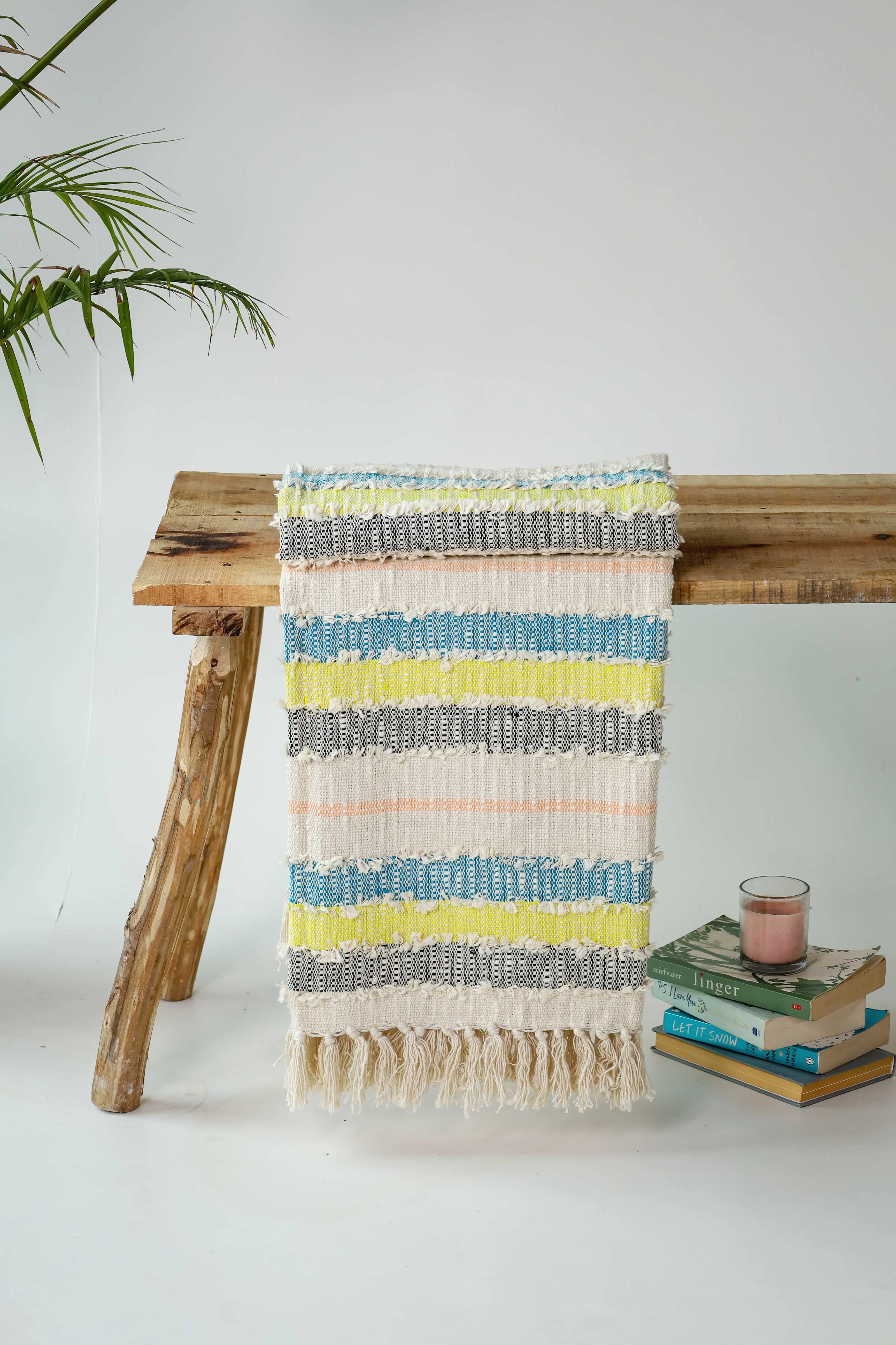 Kleurrijke gestreepte plaid met franjes katoen – Urbane Hide Urbane Hide