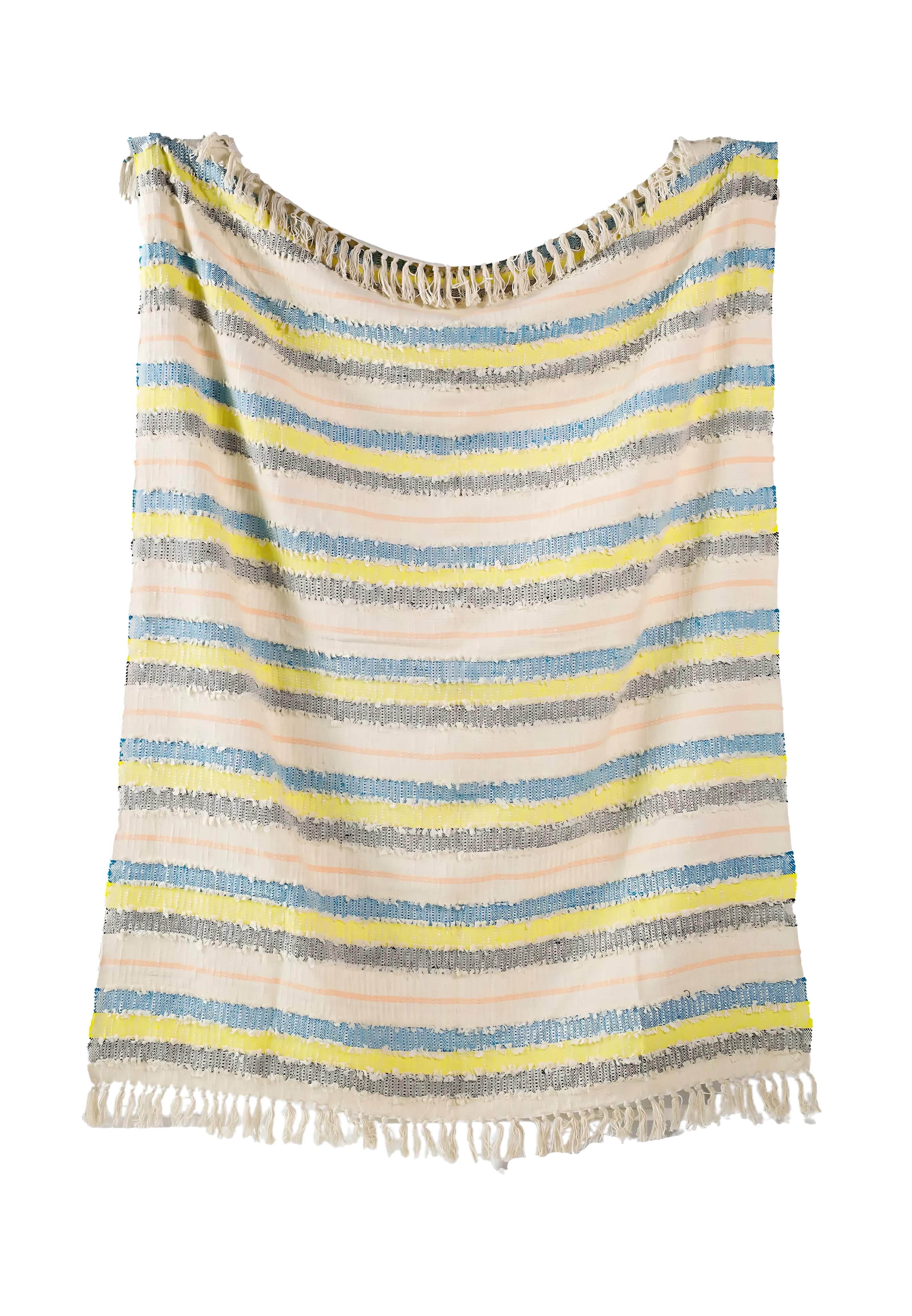 Kleurrijke gestreepte plaid met franjes katoen – Urbane Hide Urbane Hide