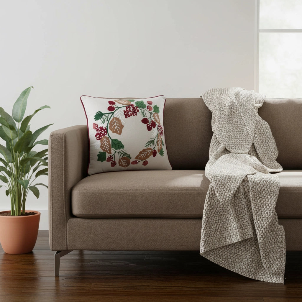 Sierkussen met Herfstkrans – Warm & Zacht | Urbane Hide 