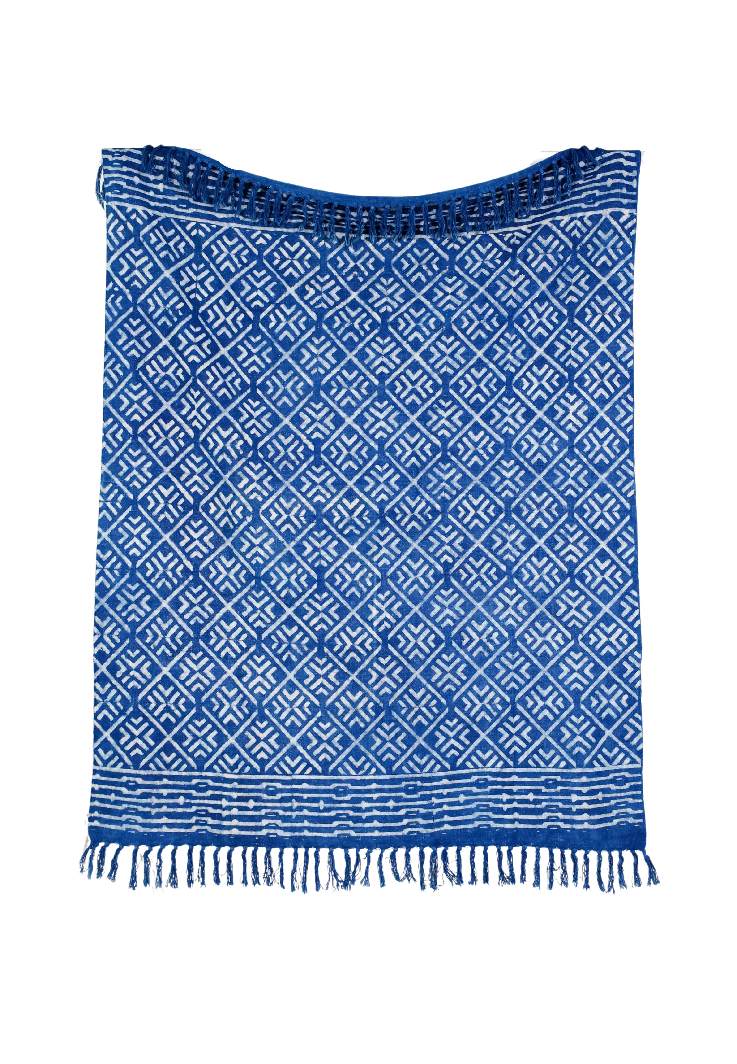 Indigo Boho Plaid met Tribal Patroon & Franjes – Urbane Hide Urbane Hide