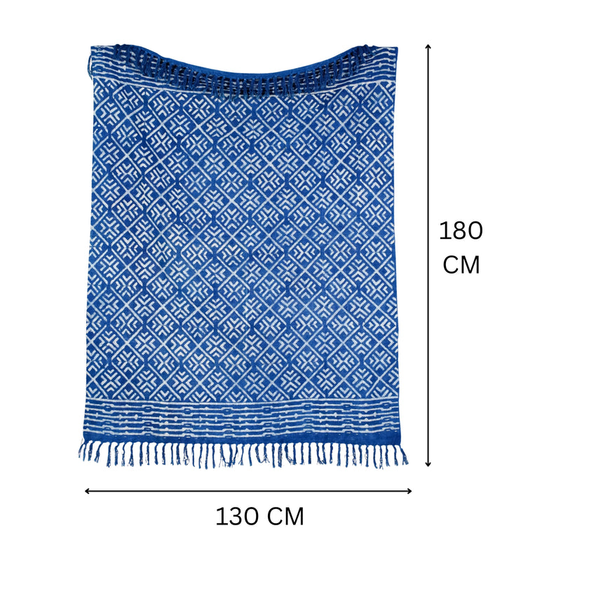 Indigo Boho Plaid met Tribal Patroon & Franjes – Urbane Hide Urbane Hide