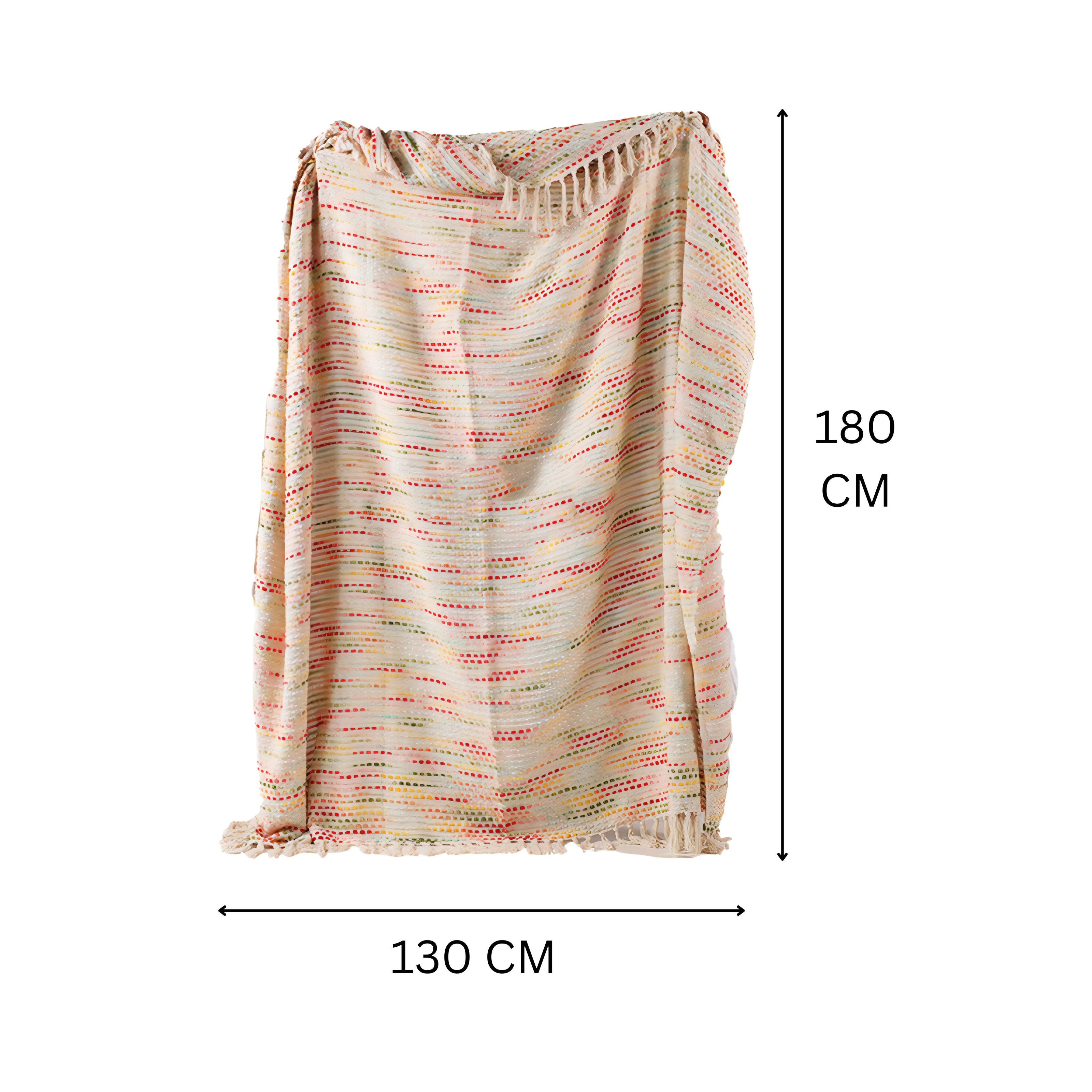 Beige Woondeken met Kleurrijk Patroon & Franje | Urbane Hide Urbane Hide