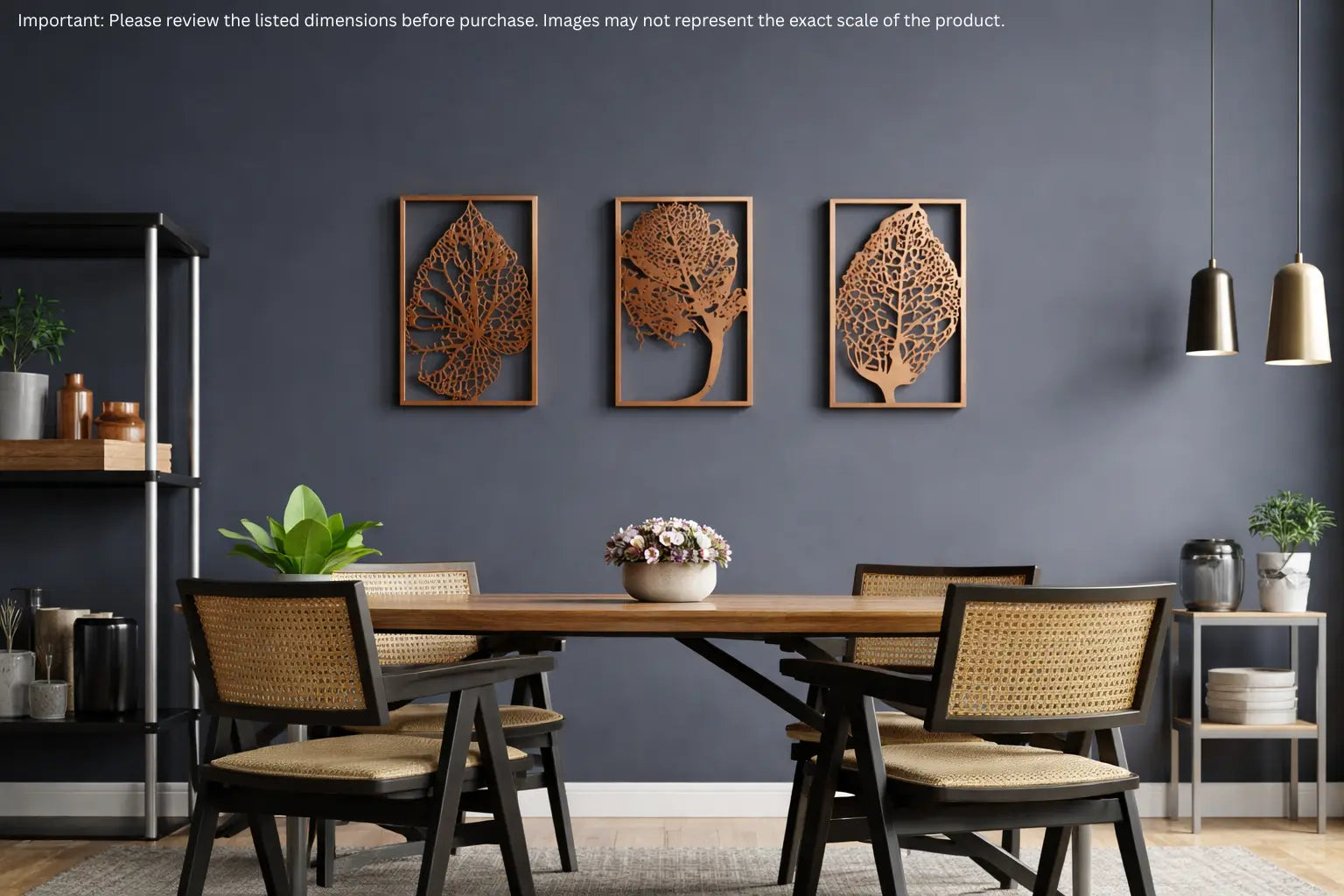Kupfer-Blatt-Wanddekoration Set von 3 | Urbane Hide