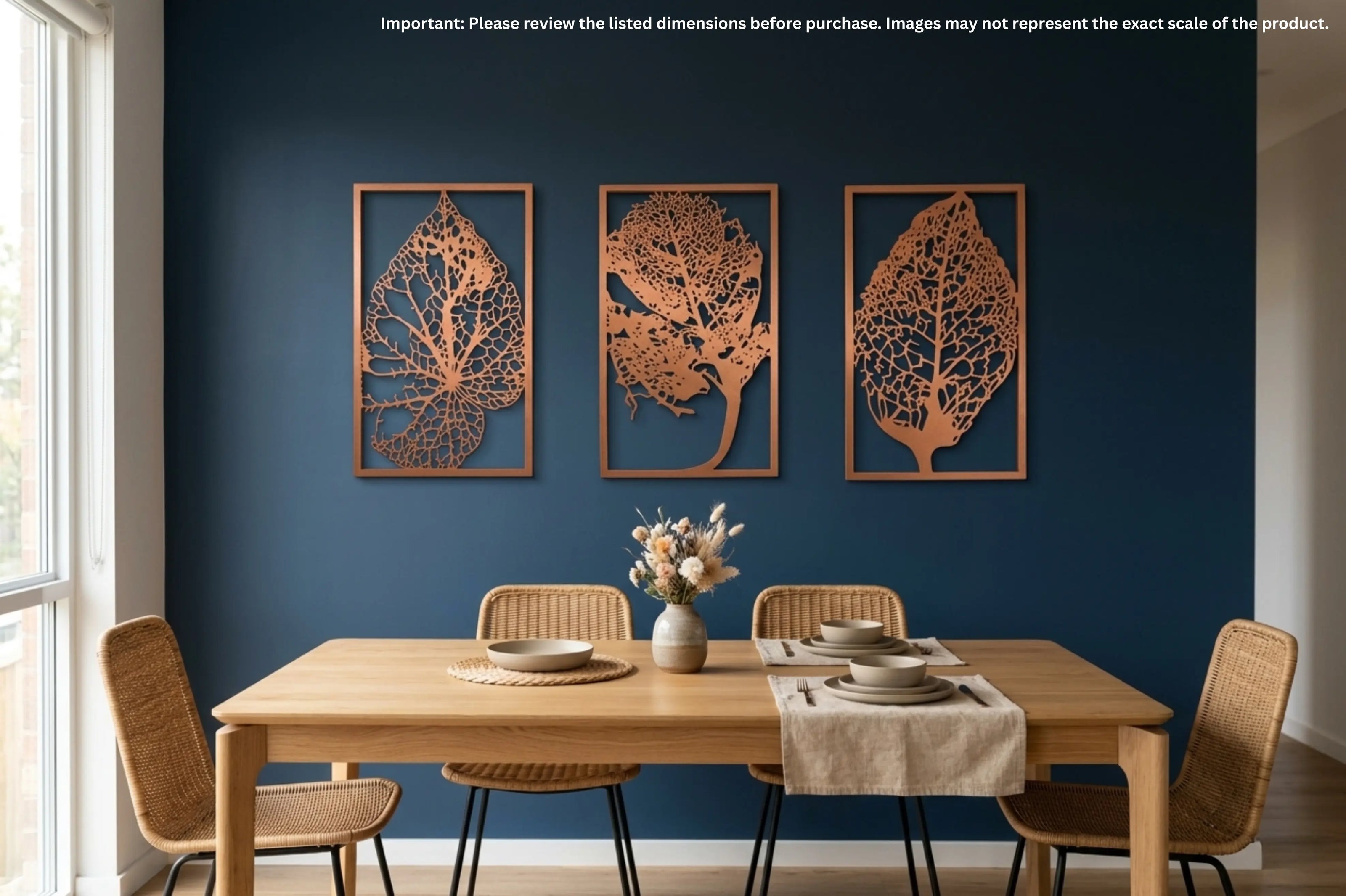 Kupfer-Blatt-Wanddekoration Set von 3 | Urbane Hide