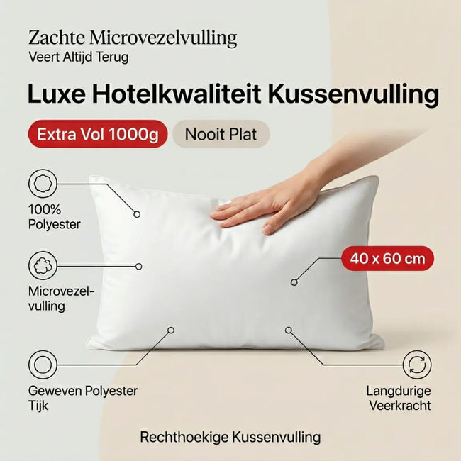 Kussenvulling 40x60 cm – Microvezel 1000g – Urbane Hide