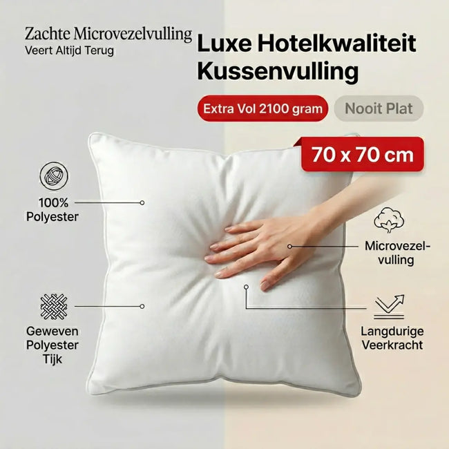kussenvulling 70x70 cm – Microvezel 2100g – Urbane Hide