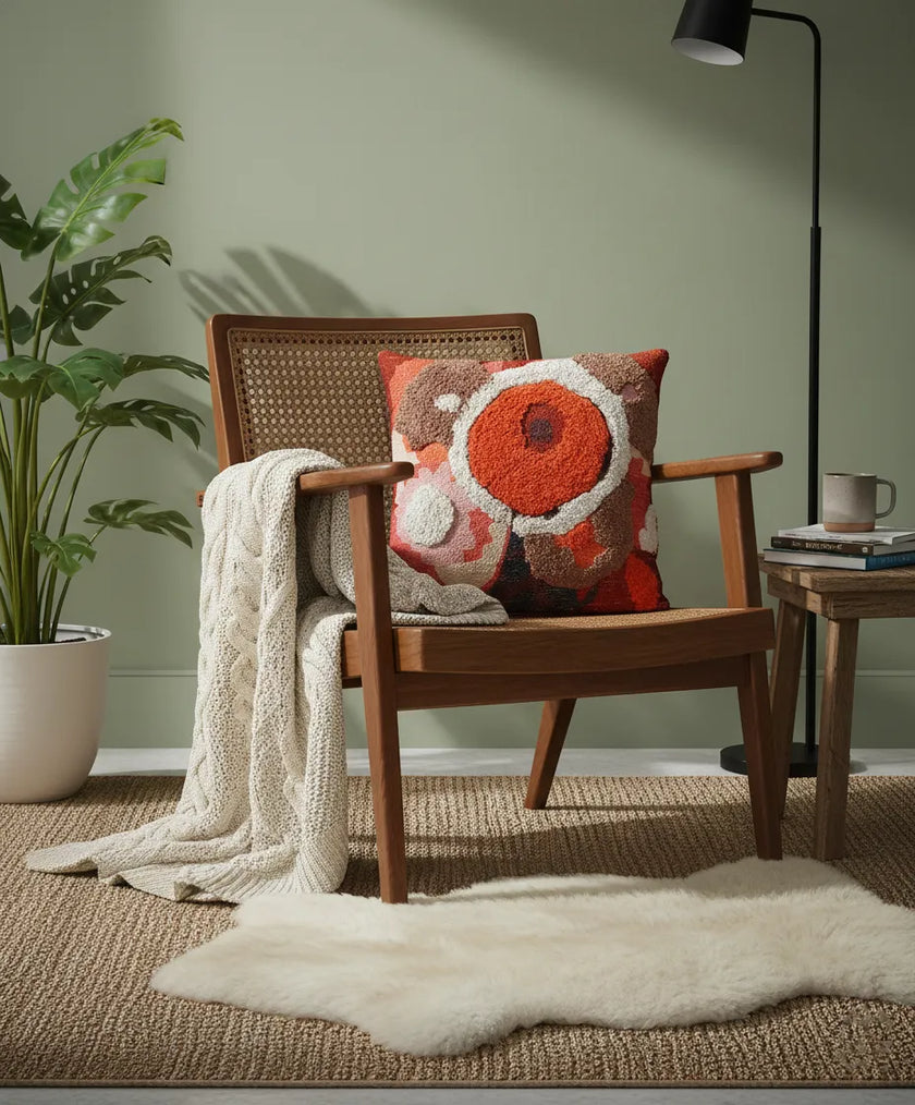 Sierkussen met kleurrijke bloemen in relief – Urbane Hide