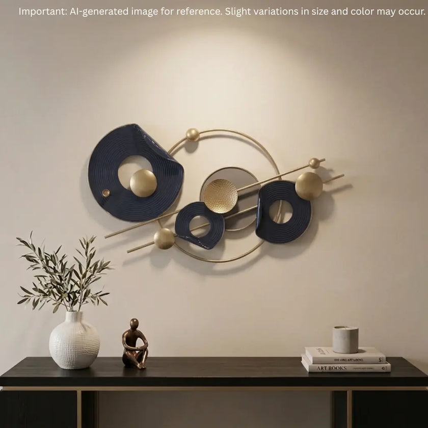 Abstrakte Wanddekoration Blau & Gold Metall – Urbane Hide